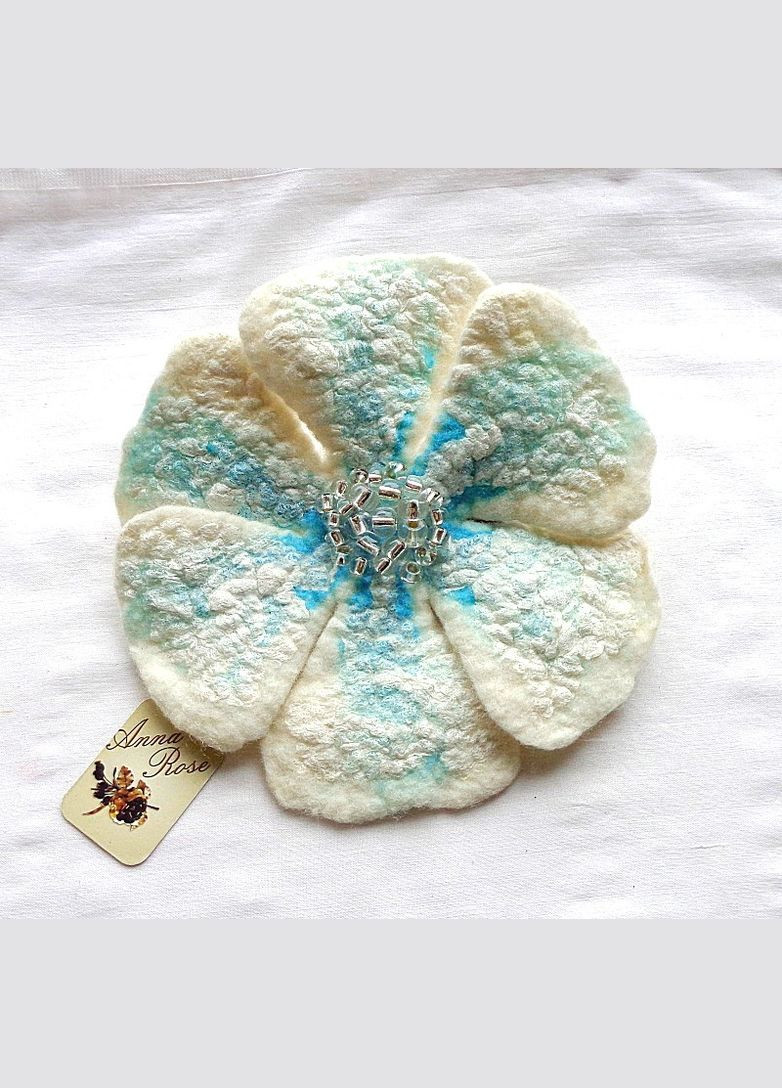 Повстяна брошка молочна квітка ручної роботи "Цукрові хмари" No Brand (349842565)