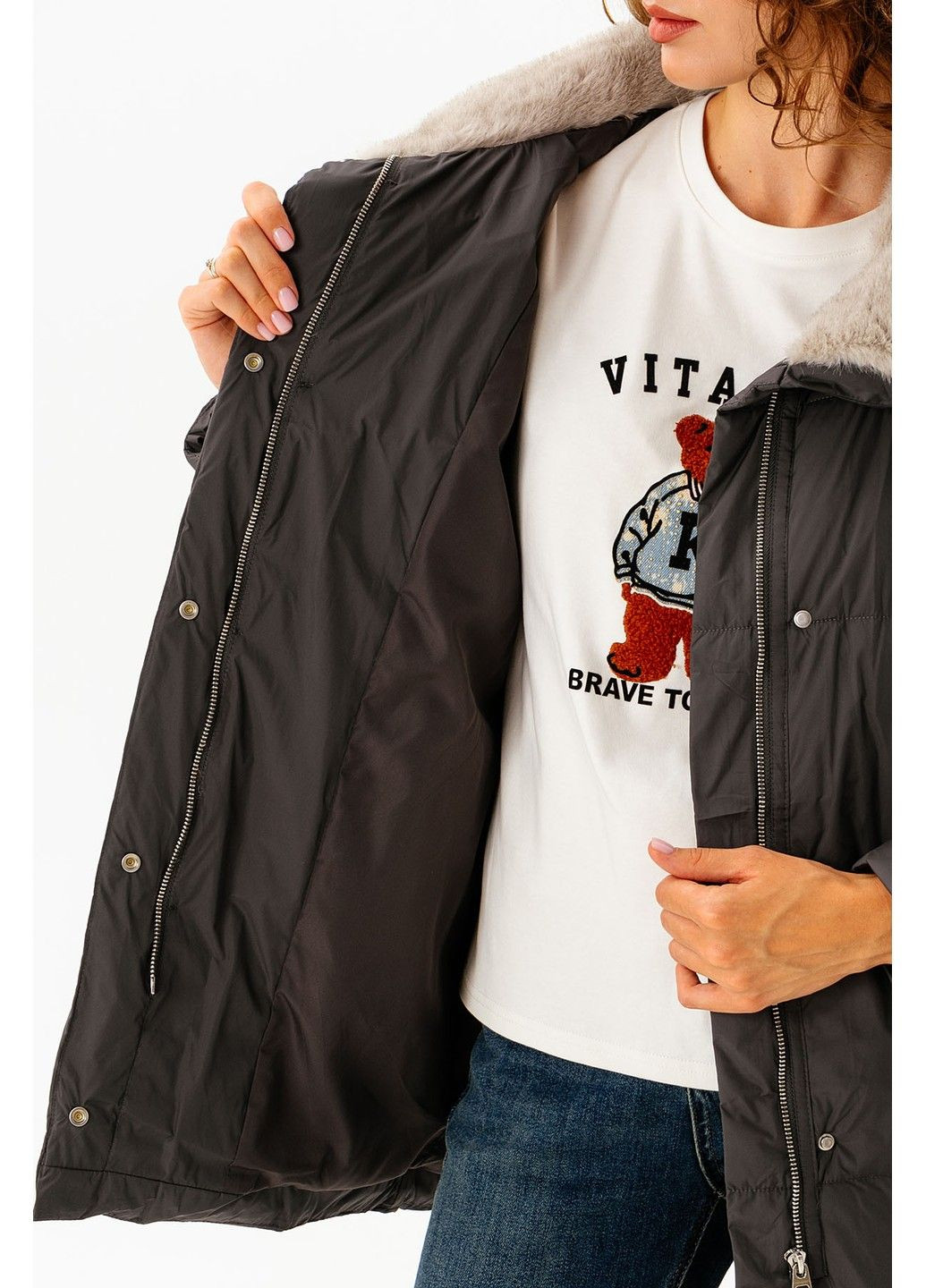 Чорна демісезонна куртка 21 - 04315 Vivilona