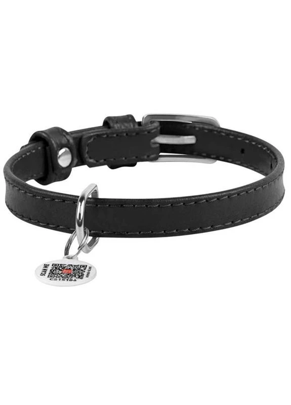 WAUDOG Glamour - Нашийник шкіряний з QR паспортом без прикрас для собак S (1,5х27-36 см) (4820152560759) Collar (329141695)