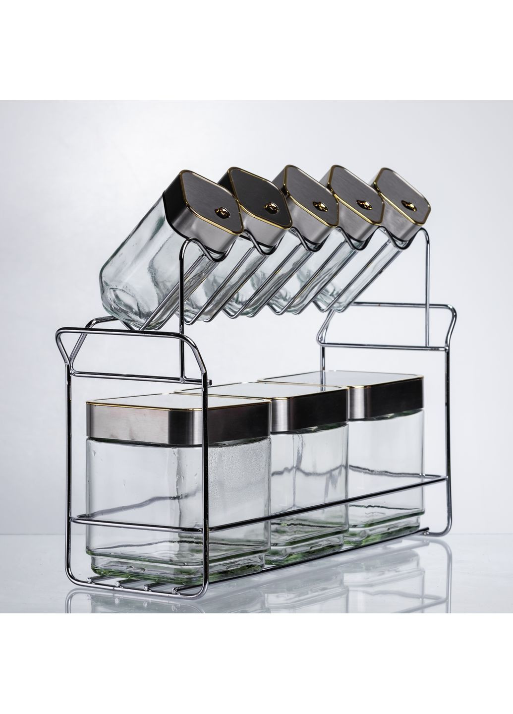 Набір ємностей для зберігання 8 штук по 100/700 мл на металевій підставці HP-1347 No Brand (371373037)