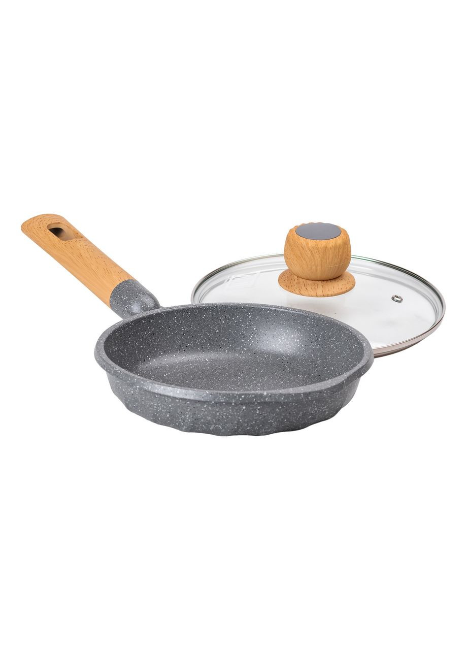 Мраморная алюминиевая сковорода с антипригарным покрытием 1 литр Ø 20 см серая HP-4-421G MGC (306849250)