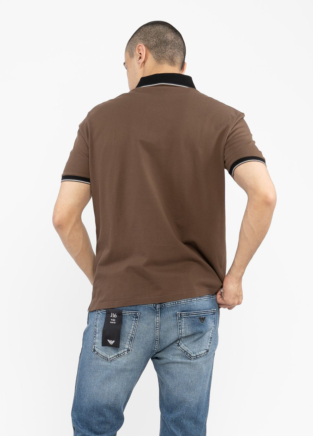 Коричневая футболка-поло для мужчин Emporio Armani