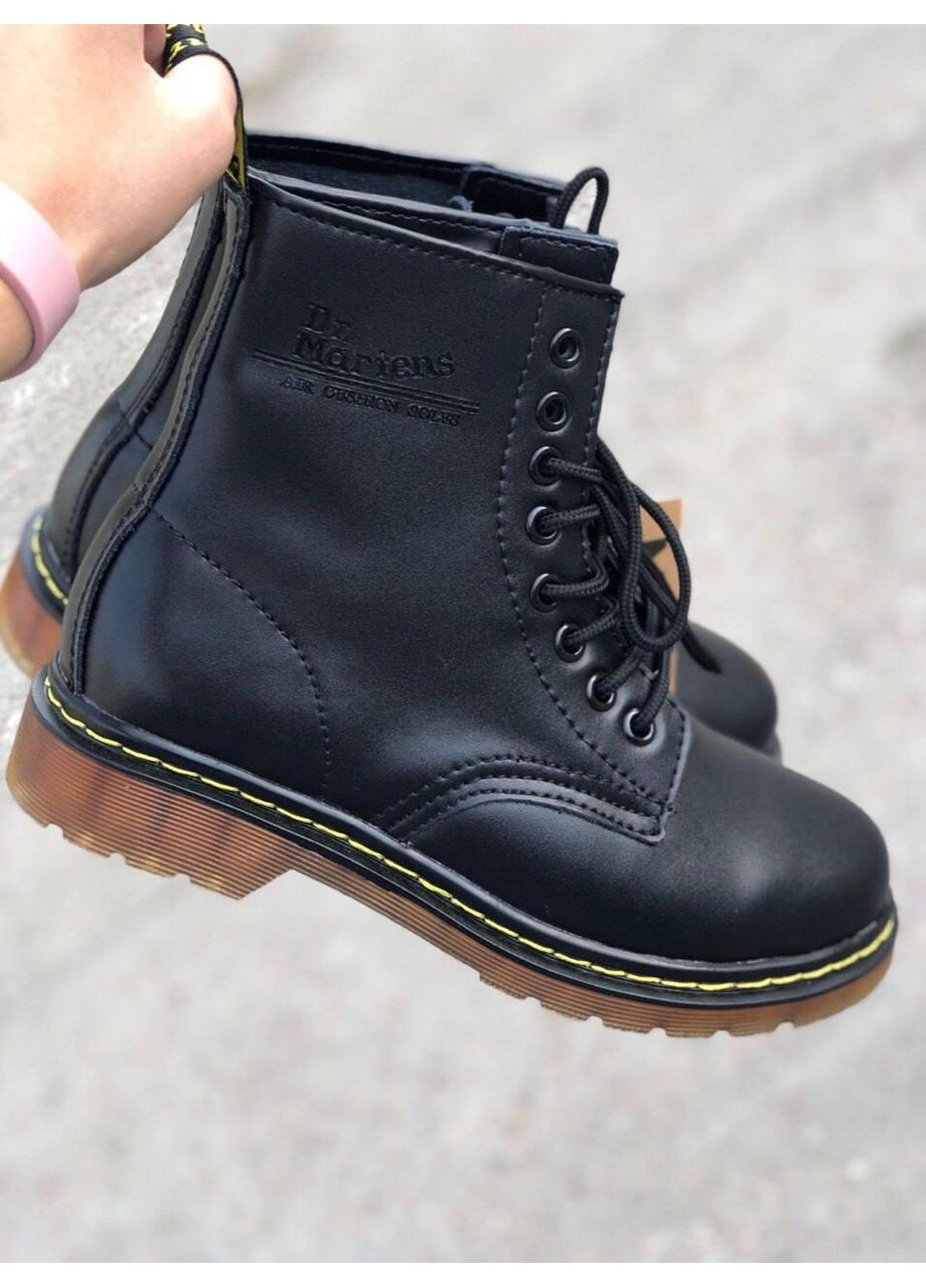 Зимние ботинки женские dr. martens 1460 black 11822006 доктор мартенс (мех) берцы No Brand без декора из искусственной кожи