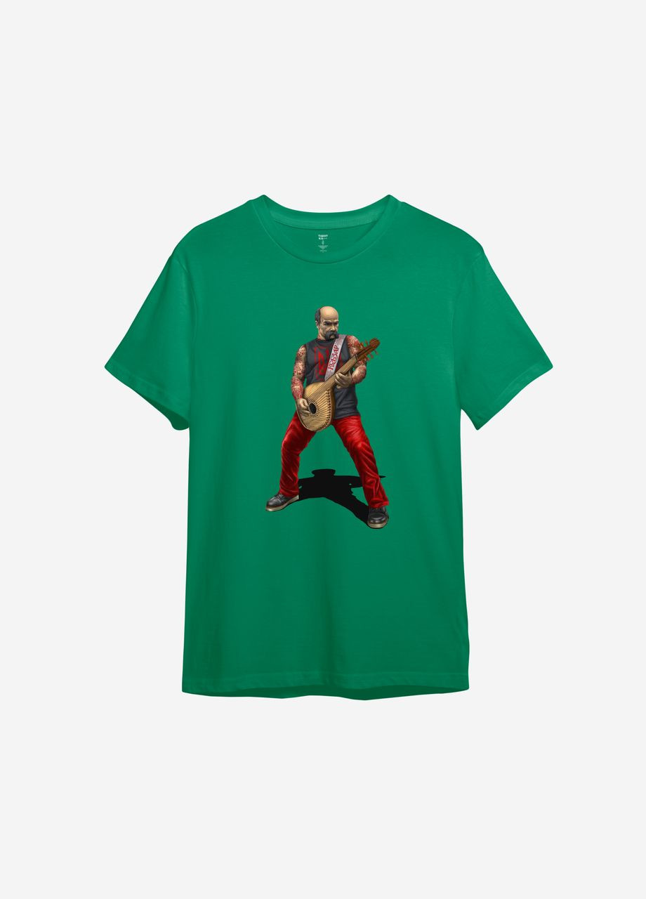 Зелена всесезон футболка з принтом "кобзаrr" ТiШОТКА