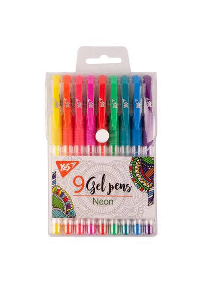 Набір кольорових ручок гелевих Neon 420432 9 шт Yes (364762496)