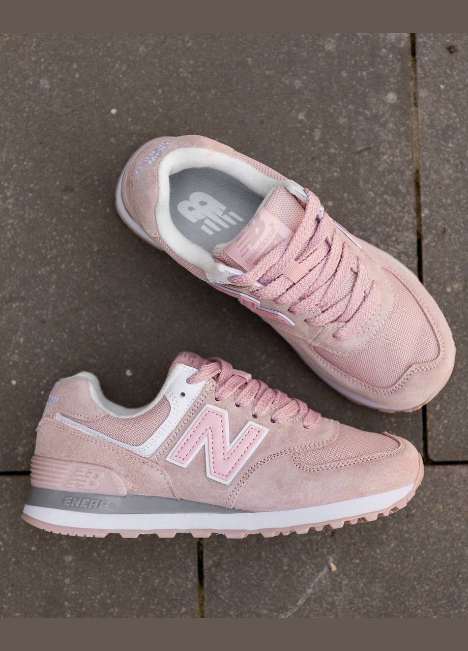 Розовые всесезонные кроссовки Vakko New Balance 574 Pink White