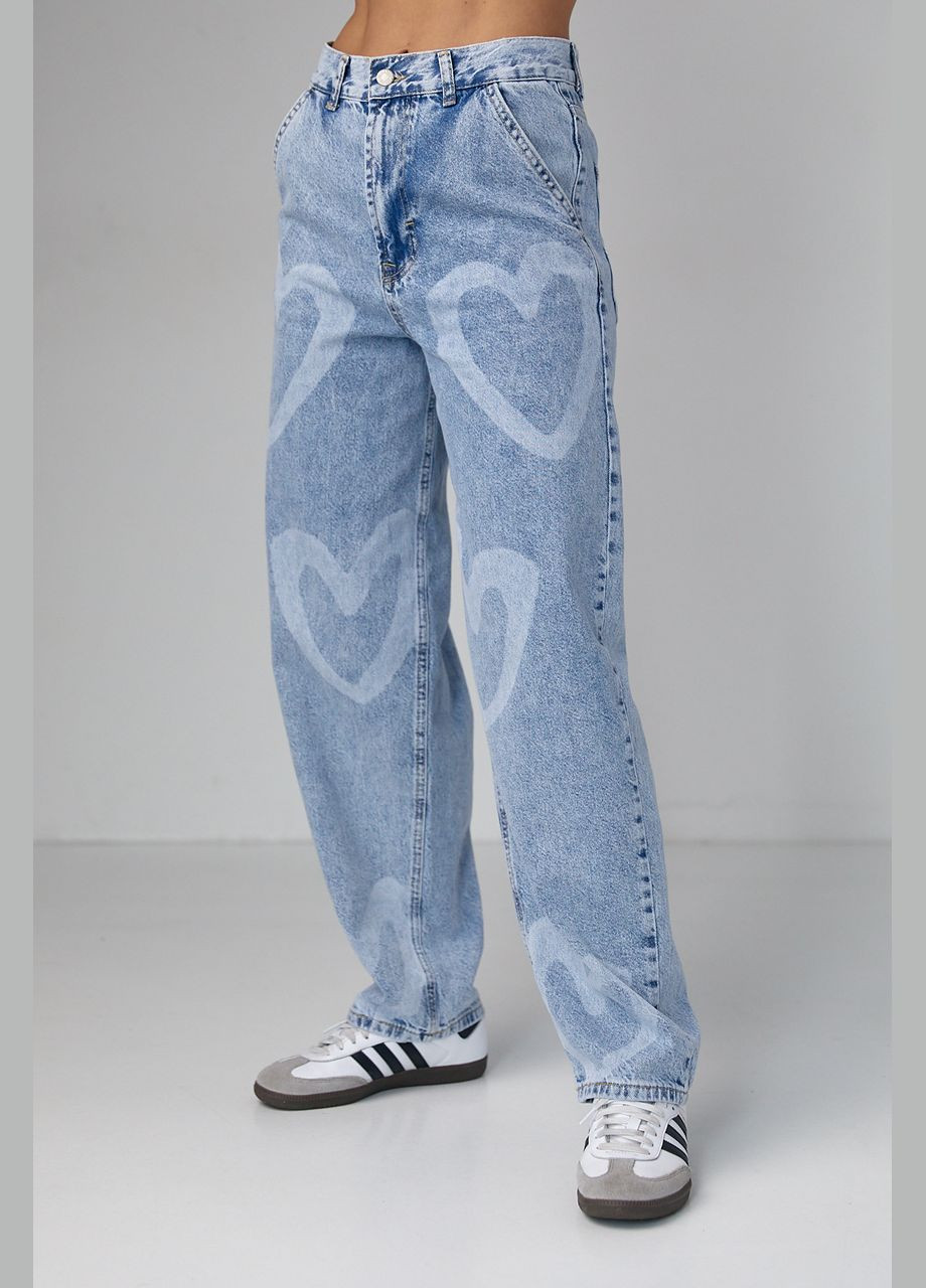 Женские джинсы с принтом в форме сердца 02952 Lurex - (292252998)