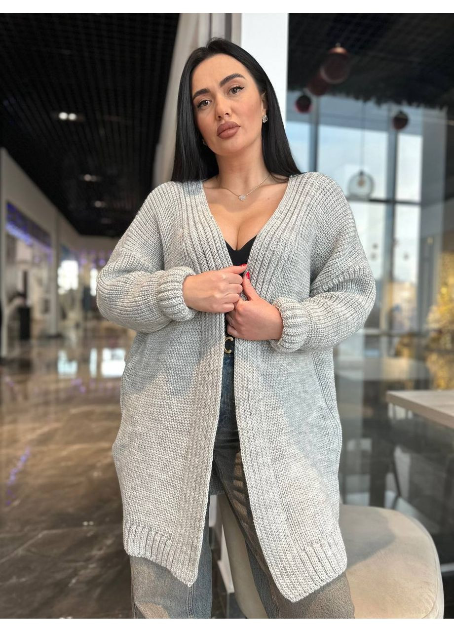 Серый демисезонный кардиган No Brand