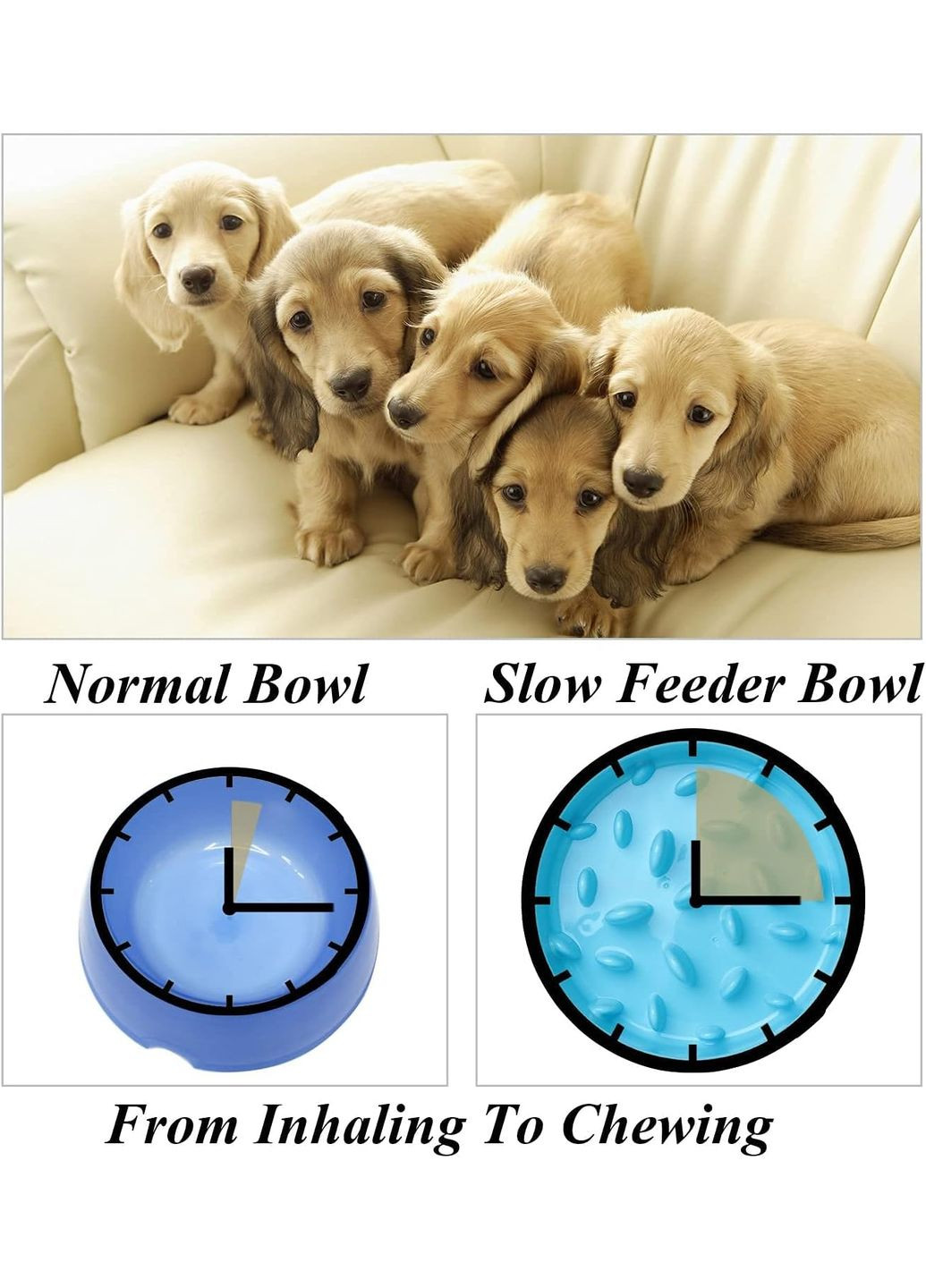 Миска для повільного годування собак блакитна 20х19х5 см Ecotoys (270365799)