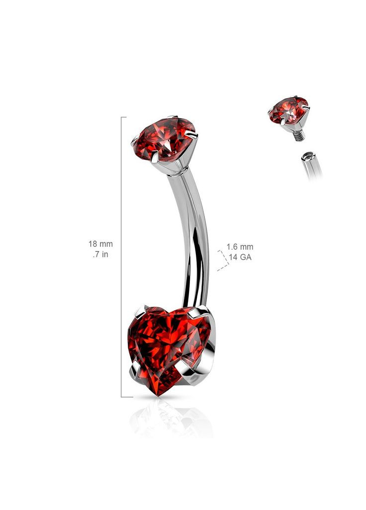 Титановая серьга-банан для пирсинга пупка TIN16-141046-R (Штанга: 10мм, Цвет камня: Красный) Spikes (333342370)