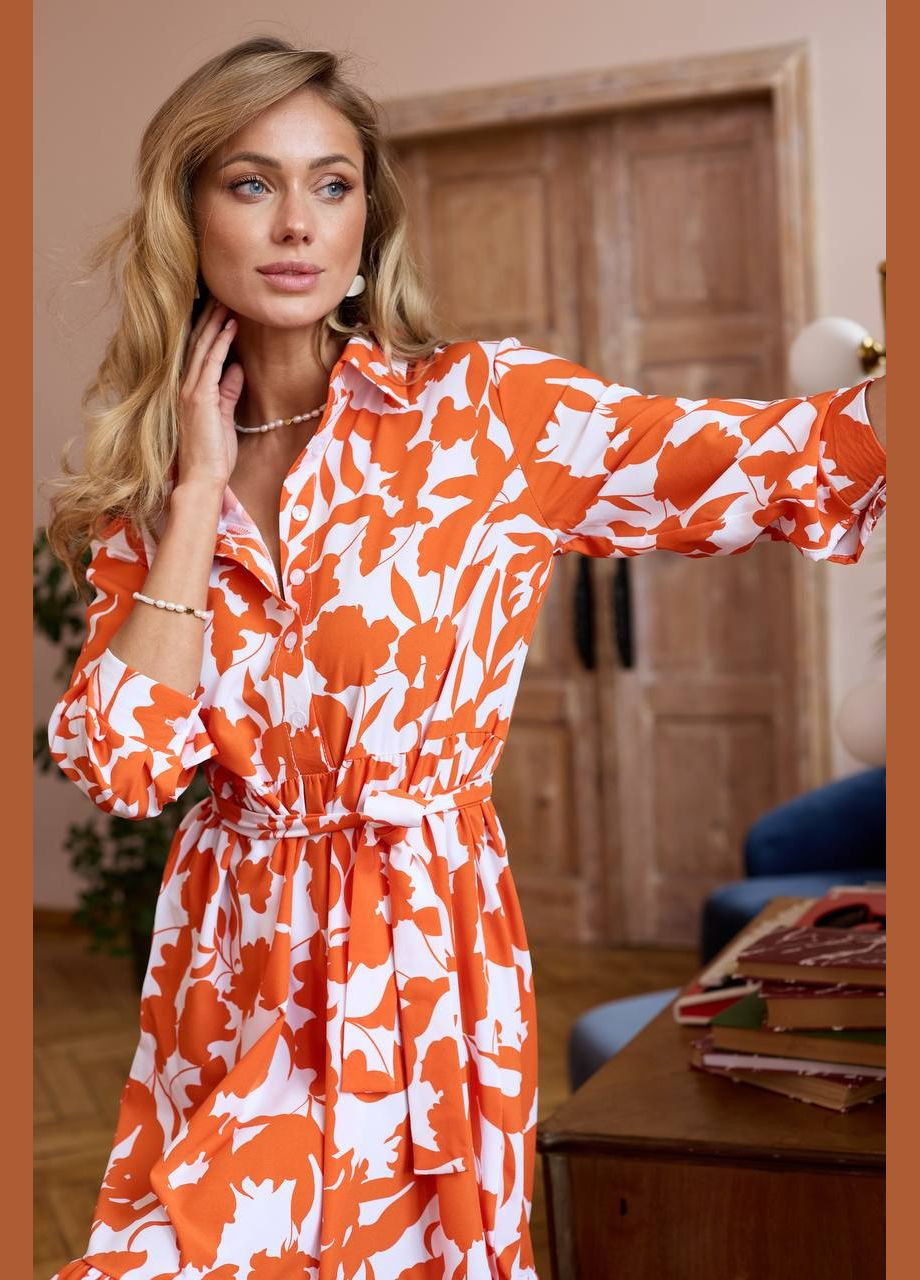 Оранжевое женское платье софт No Brand