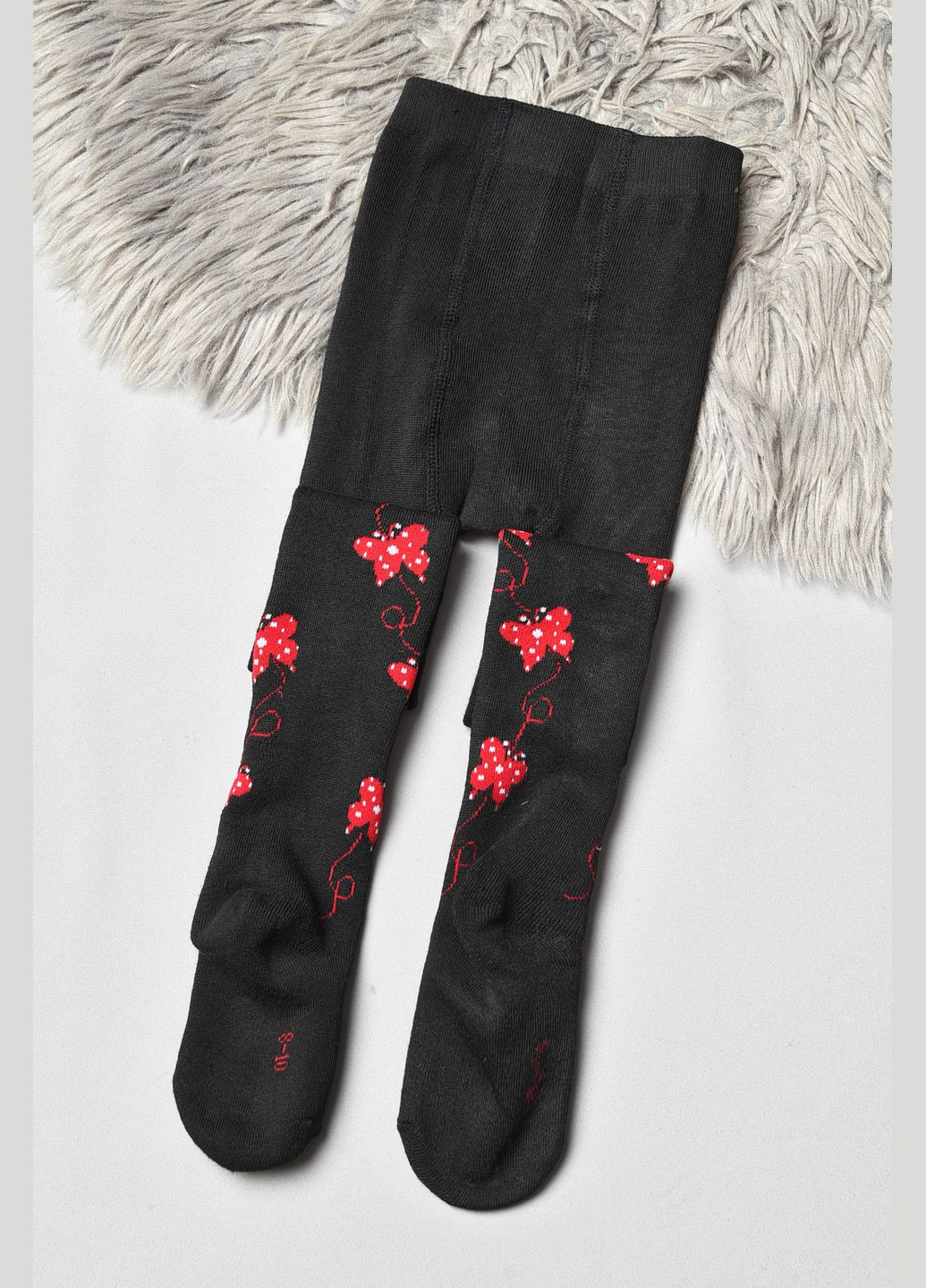 Колготи дитячі махрові для дівчинки чорного кольору з малюнком Let's Shop (306426755)