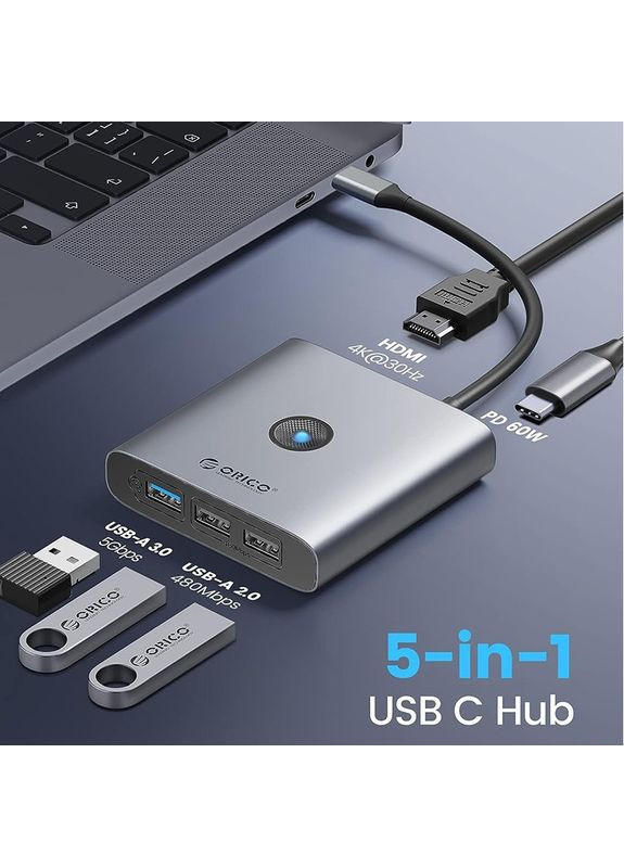 Концентратор USB Type-C FAX3-5P-GY-EP Grey (CA914227) Orico (370617618)