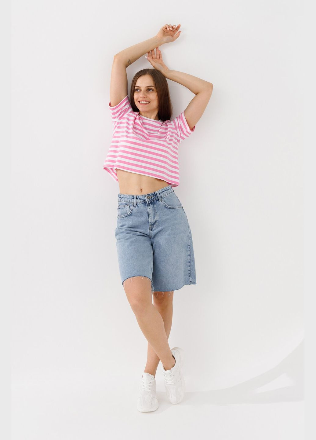 Футболка с узором женская WBC02394 Бело-розовый shop (2000990652201) LAWA - (365041038)