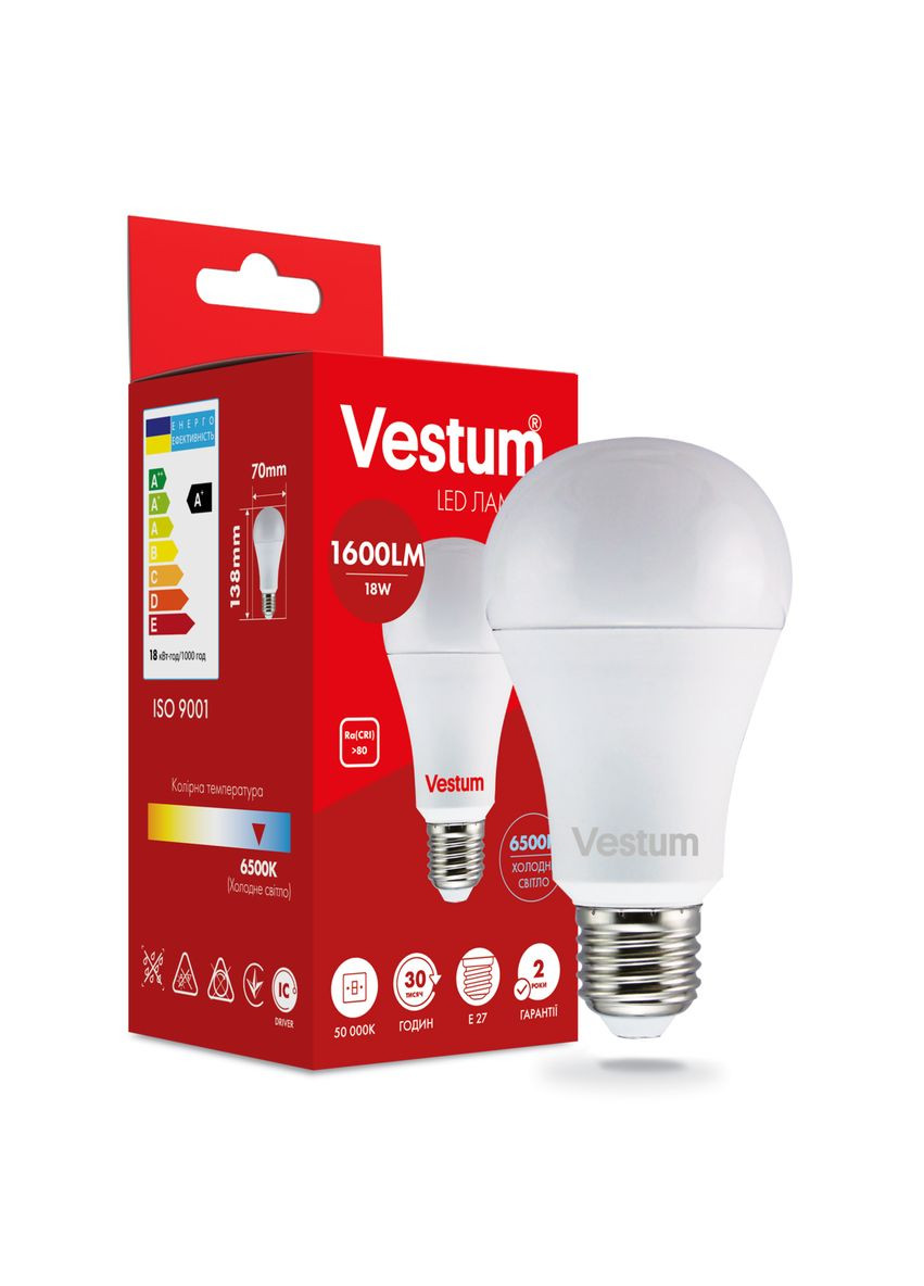 Світлодіодна лампа A70 18W 6500K 220V E27 1-VS-1113 Vestum (355926808)