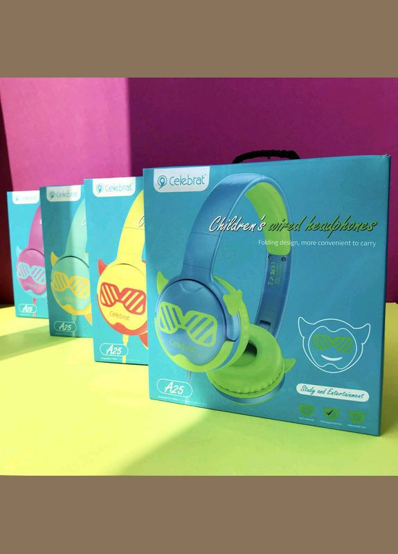 Навушники повнорозмірні для дітей A25 зелені Celebrat (280878085)