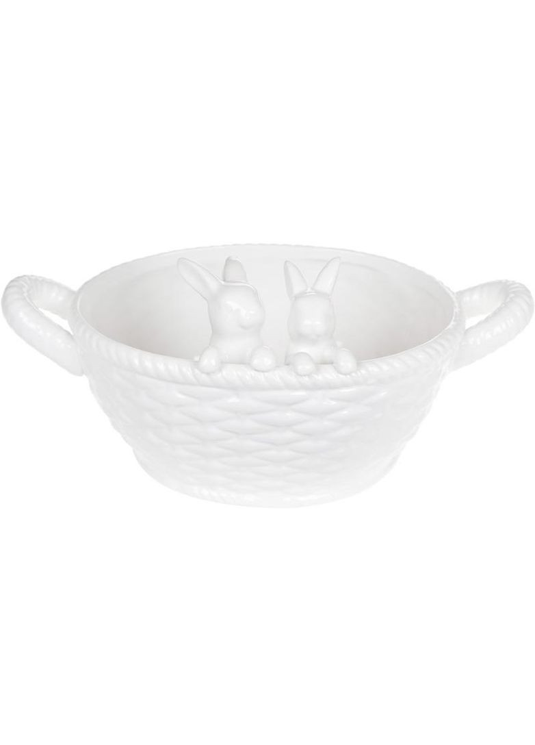 Конфета декоративная "Корзина с кроликами" (фруктовница) 29х18.5х13.5см, белая Bona (372173877)