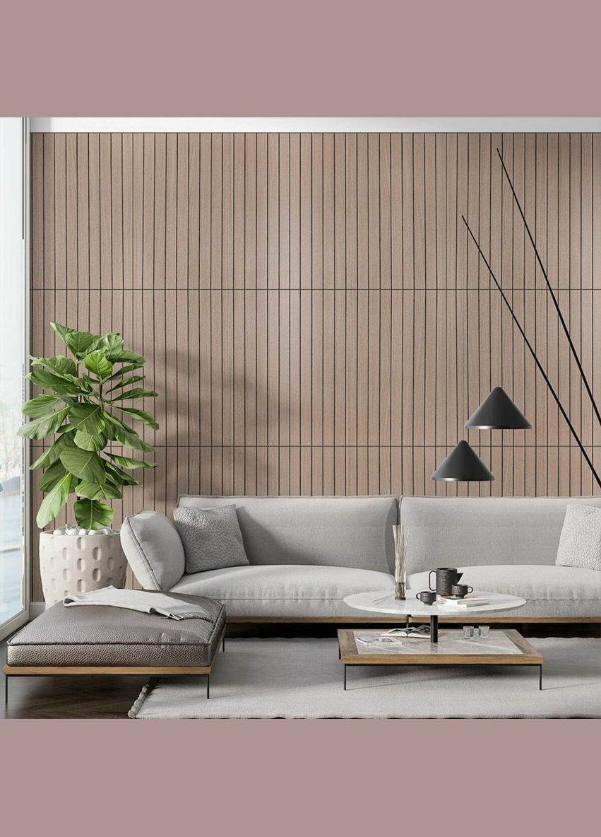 Покриття вінілове самоклеюче 3D рейки тік горіховий 600*600*2,8мм (D) 3DPanda-2202 Sticker Wall (323154839)