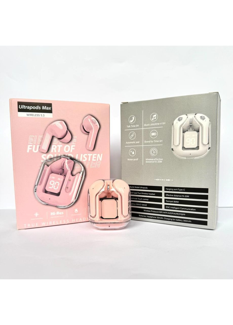 Беспроводные наушники Ultra Pods Розовые вакуумные наушники с качественным звуком для музыки и звонков TWS Pro (372459925)