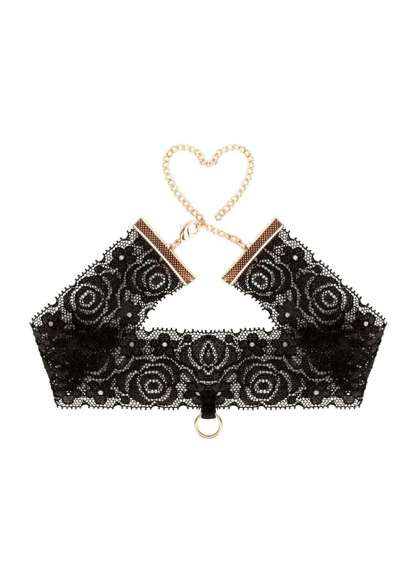 Мереживні наручники та комір - Lace Cuffs and Collar - Black Rosy Gold (369945749)