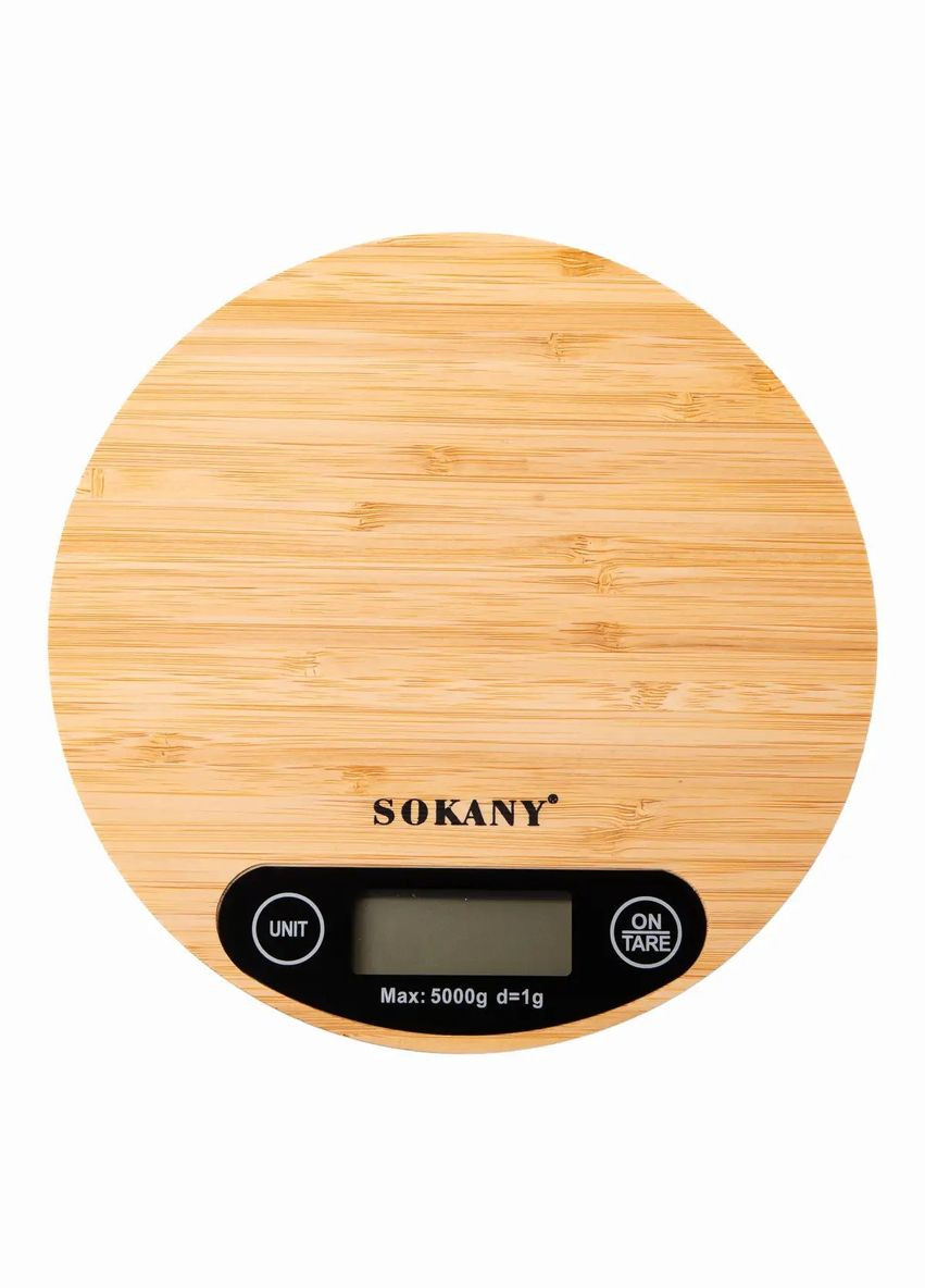 Кухонні настільні електронні ваги для зважування продуктів SK-19024 до 5кг LCD-дисплей Дерево Sokany (322412950)