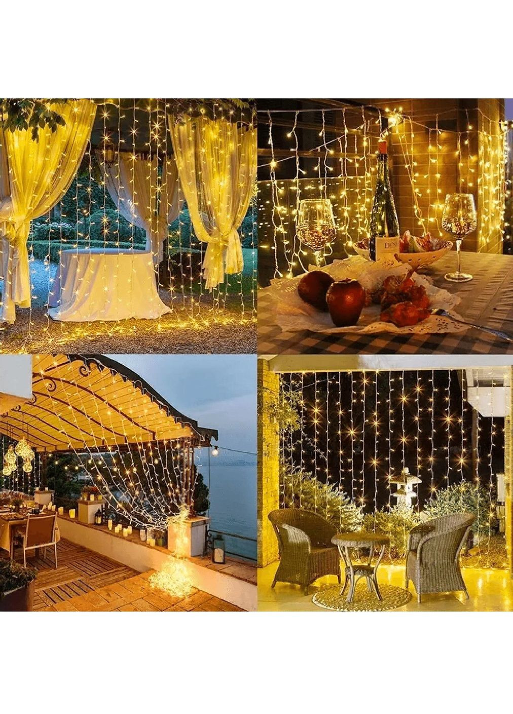 Светодиодная гирлянда на окно с работой от сети контроллером соединением гирлянд 3х2м 192 LED (478679-Prob) Желтая Unbranded (308289990)