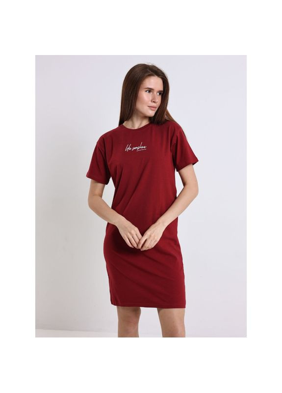 Бордова сукня-футболка з принтом, розмір одягу s, колір бордо Badger