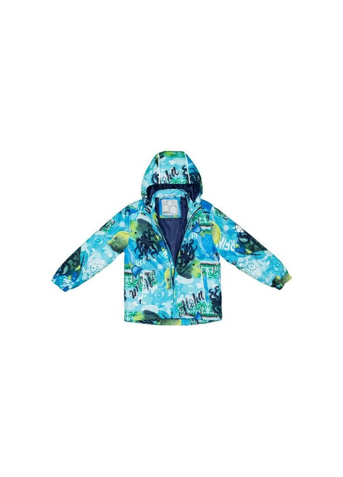 Комбинированный демисезонный комплект верхней одежды yoko 41190014 синий с принтом/тёмно-синий 110 (4741468786964) Huppa