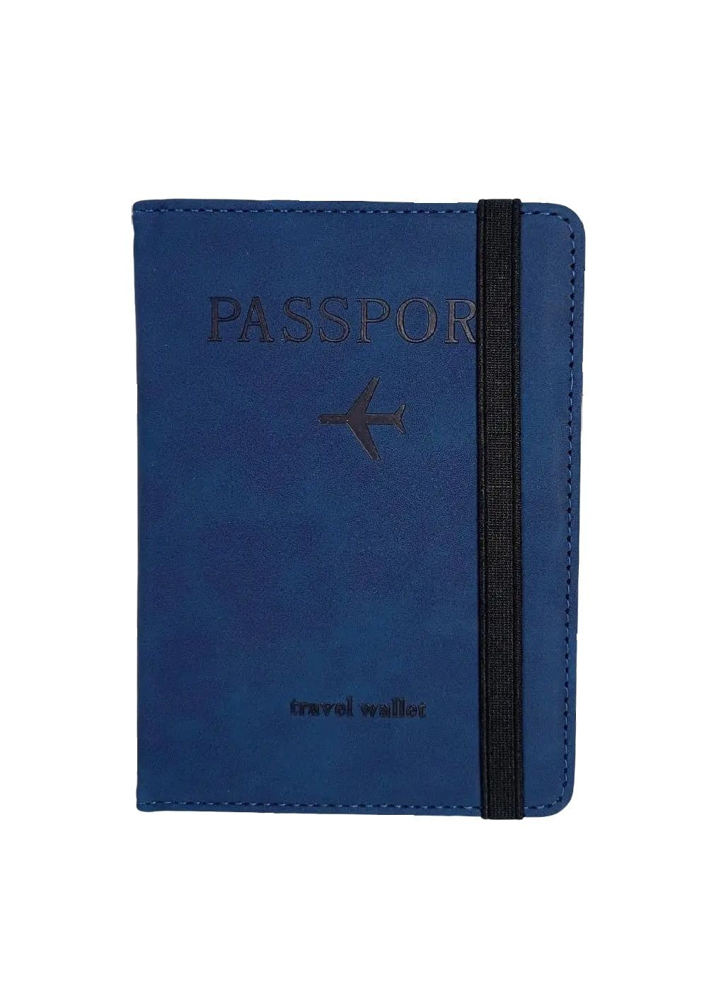 Обложка органайзер чехол книжка для паспорта с карманами из матовой экокожи с тиснением 15х11 см (478110-Prob) Синяя Unbranded (302766966)