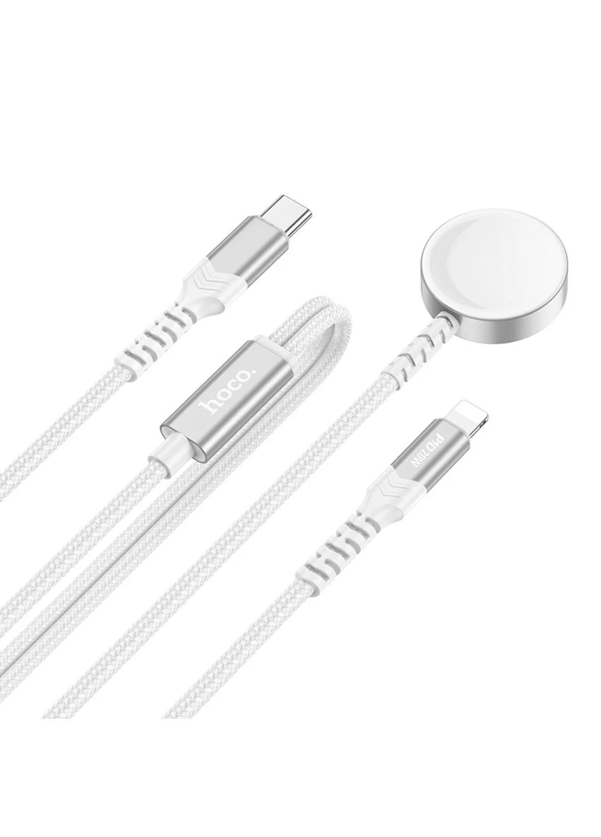 Бездротовий зарядний пристрій charging cable iP+iWatch White (6942007611398) Hoco CW54 2-in-1 (340062223)