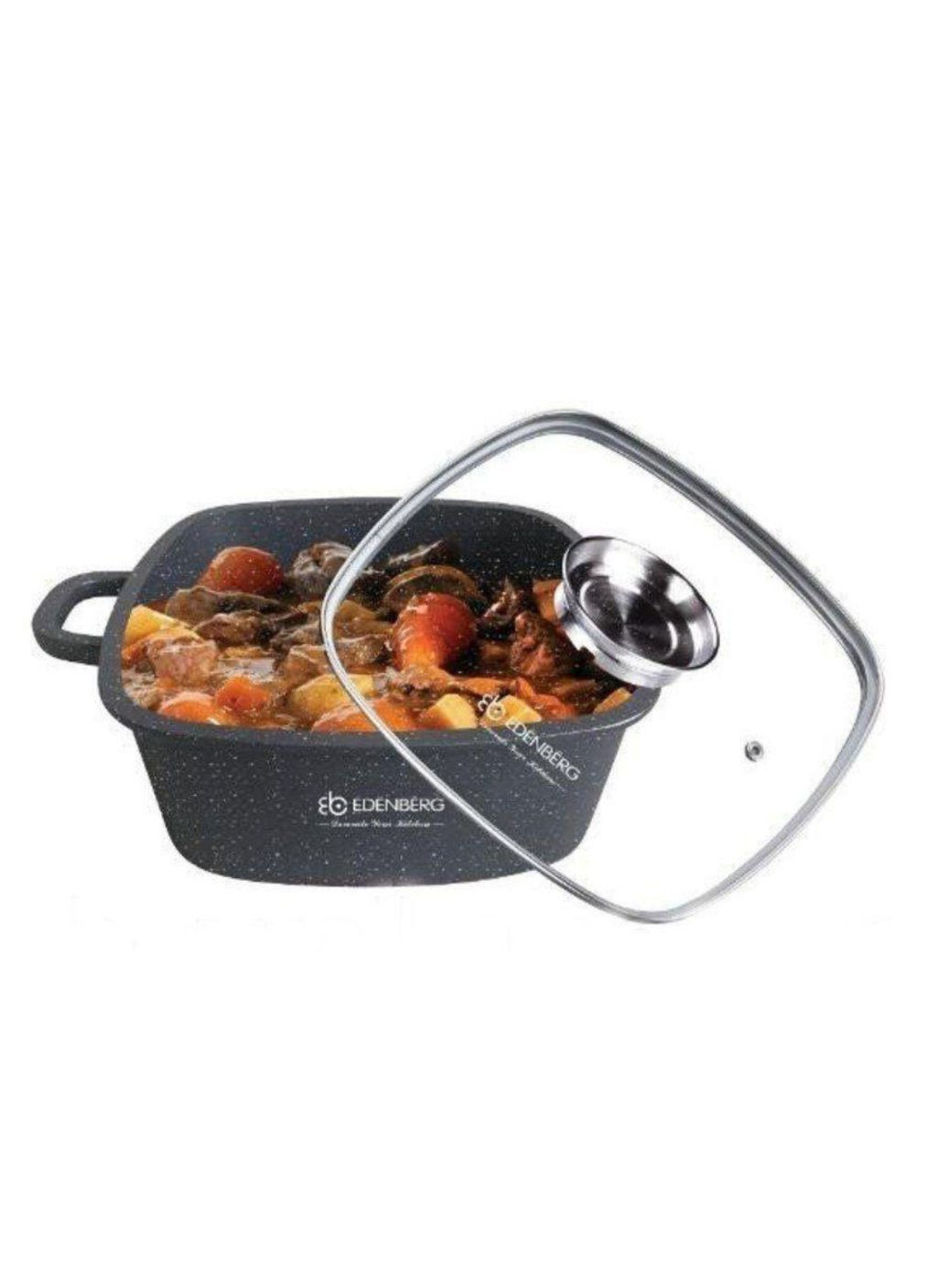 Каструля EB-8112 з антипригарним покриттям та скляною кришкою 3,7 л 22 см Edenberg (365331011)