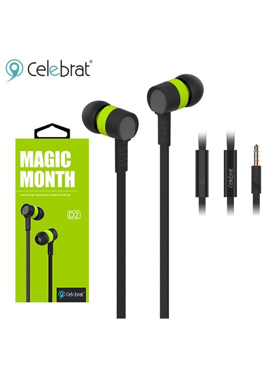 Наушники с микрофоном D2 зеленые Celebrat (346499688)