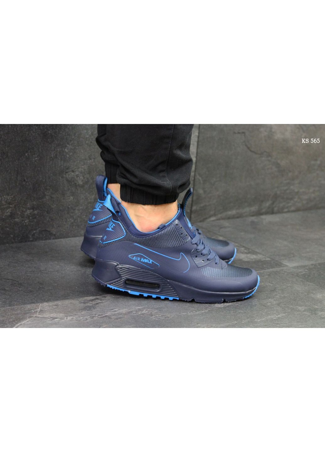 Комбіновані Осінні кросівки чоловічі nike air max 90 ultra mid blue найк аір макс 90 No Brand
