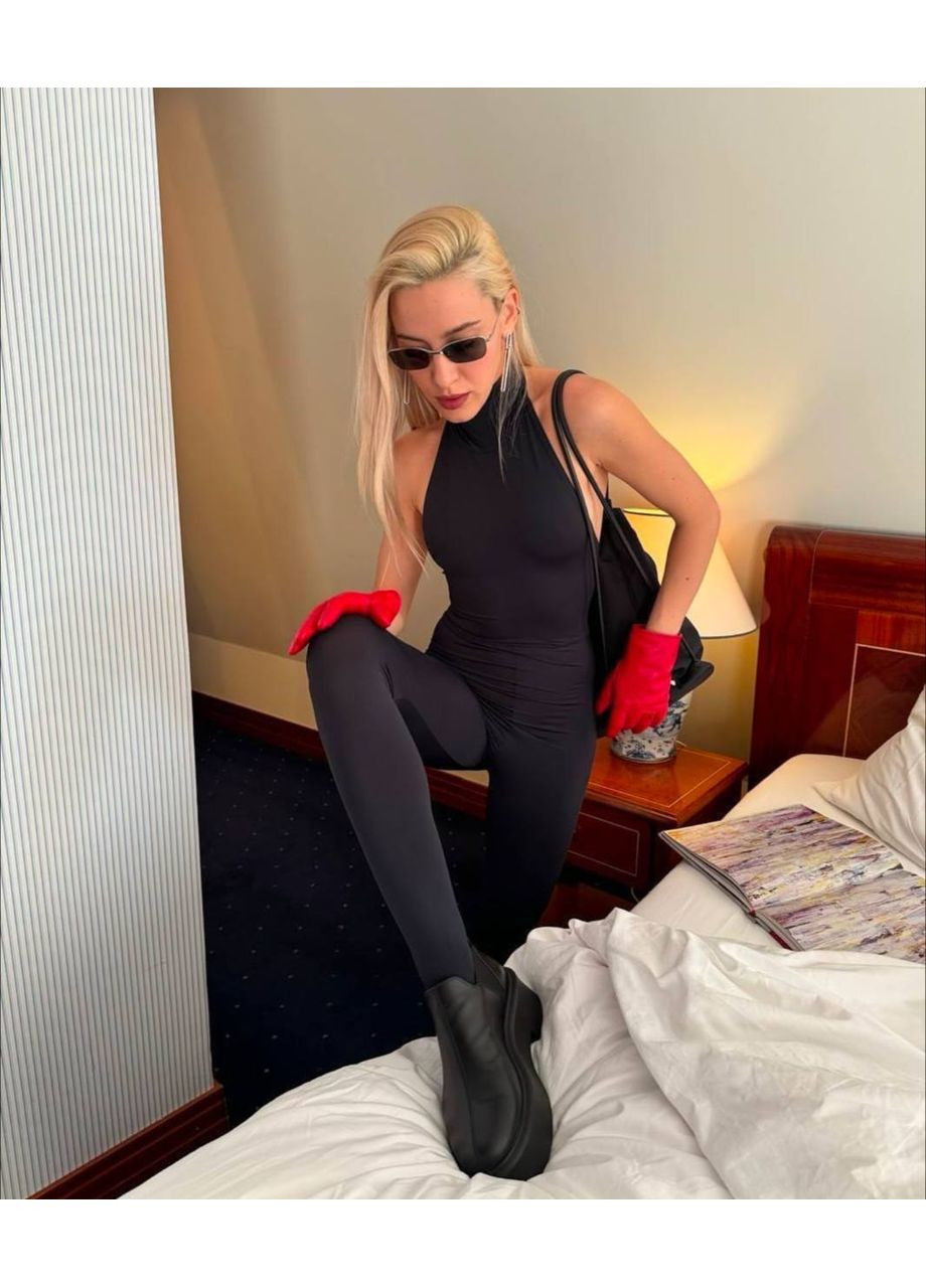 Нереально стильний облягаючий комбінезон Adelante комбінезон-брюки однотонний чорний кежуал