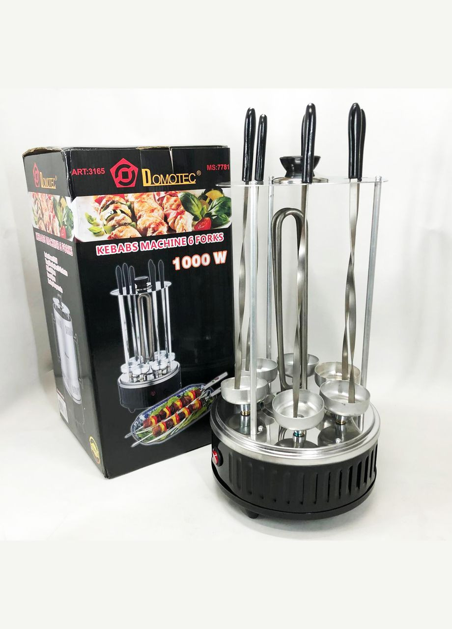 Шашлычница электрическая MS-7781 на 6 шампуров 1000Вт вертикальная с нержавеющей стали Domotec (364666103)