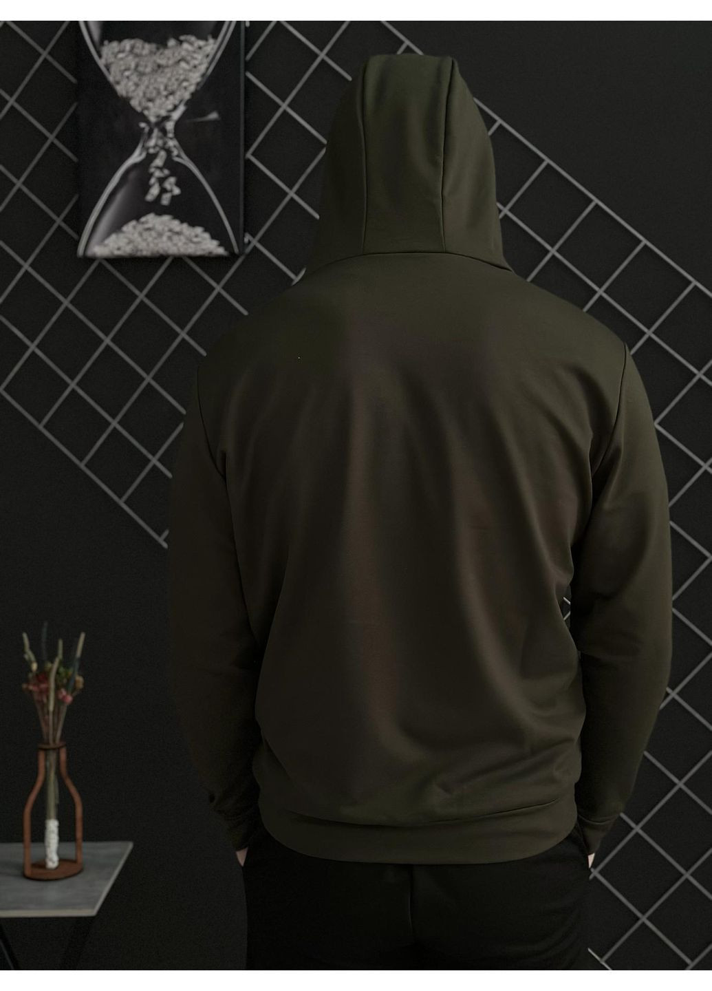 Чоловіча демісезонна кофта на змійці хакі Прапор України (двонитка) No Brand (369457559)