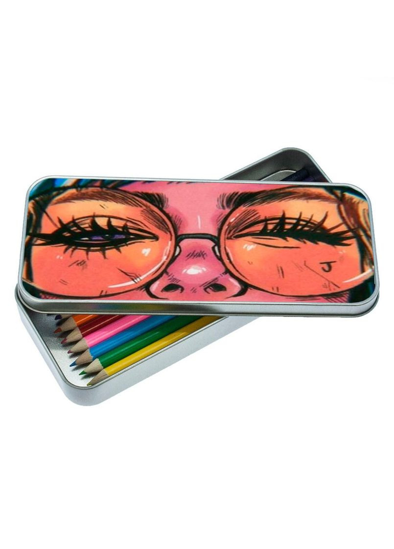 Пенал шкільний для хлопчика та дівчинки металевий дівчина арт #01 7*18 см Silver No Brand (309158766)