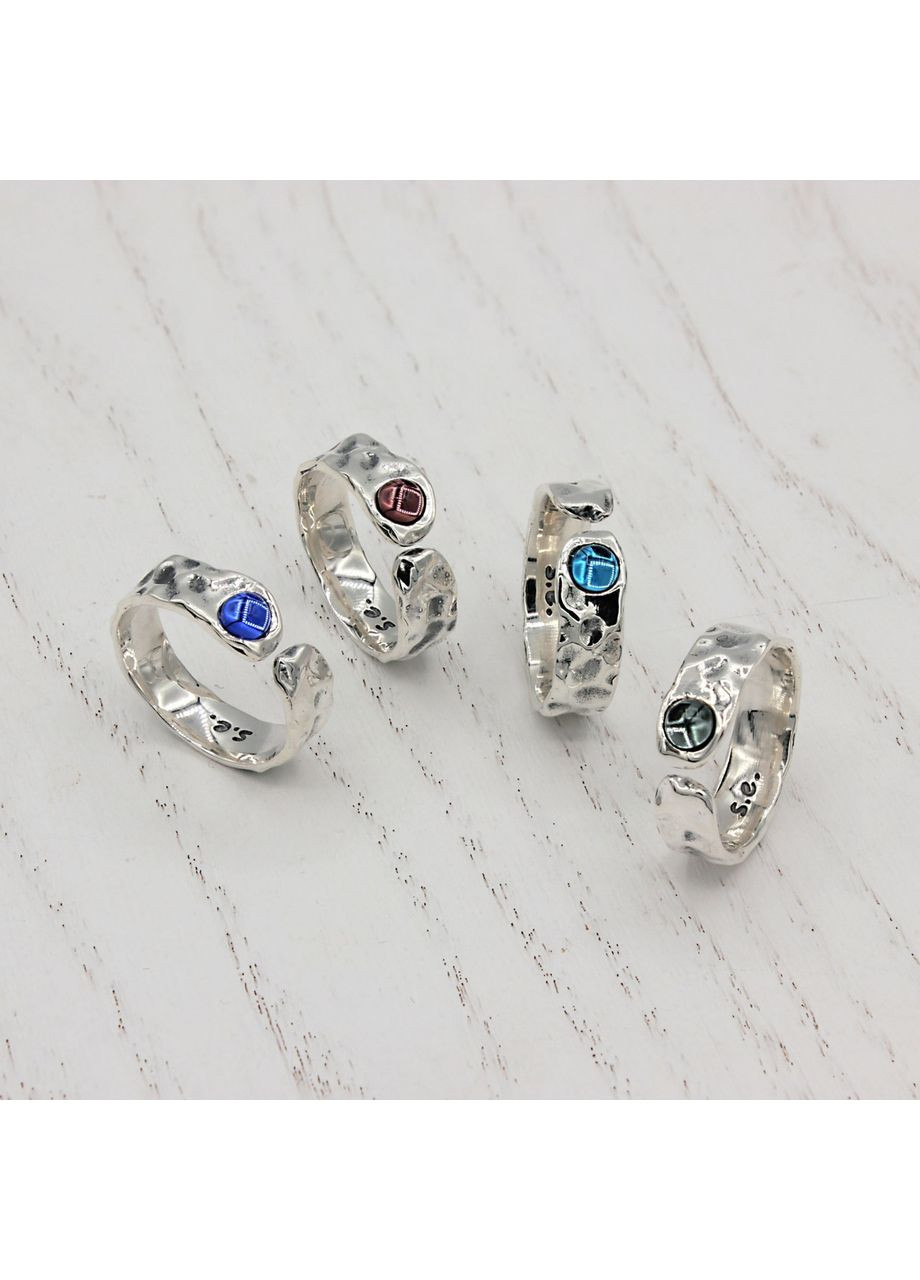 Кільце Цефеїда dark aquamarine 4 мм 925 16.5-17 Skifska Etnika (364203286)