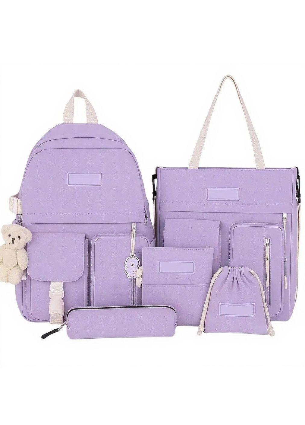 Комплект набор школьный рюкзак с сумкой клатчем мини косметичкой мешочком для аксессуаров 42x30x11 см (481134-Prob) Фиолетовый Unbranded (354648295)
