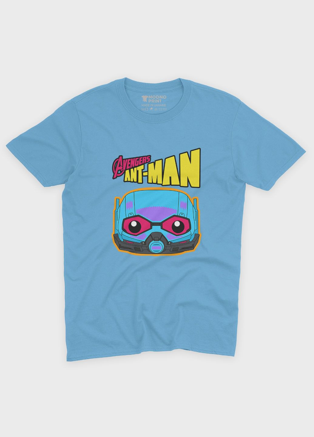Голубая демисезонная футболка для девочки с принтом супергероя - человек муравей (ts001-1-lbl-006-026-003-g) Modno