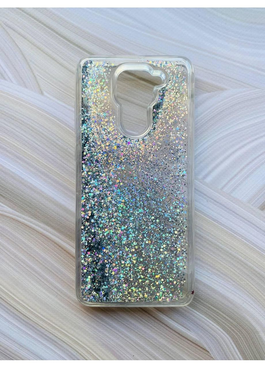 Силіконовий чохол з плаваючими блискітками на Xiaomi Redmi Note 9 Сріблястий Creative (360700310)