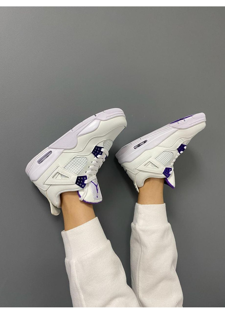 КРОСІВКИ ЖІНОЧІ NIKE AIR JORDAN 4 RETRO METALLIC PURPLE НАЙК АІР ДЖОРДАН No Brand білі демісезони (367168621)