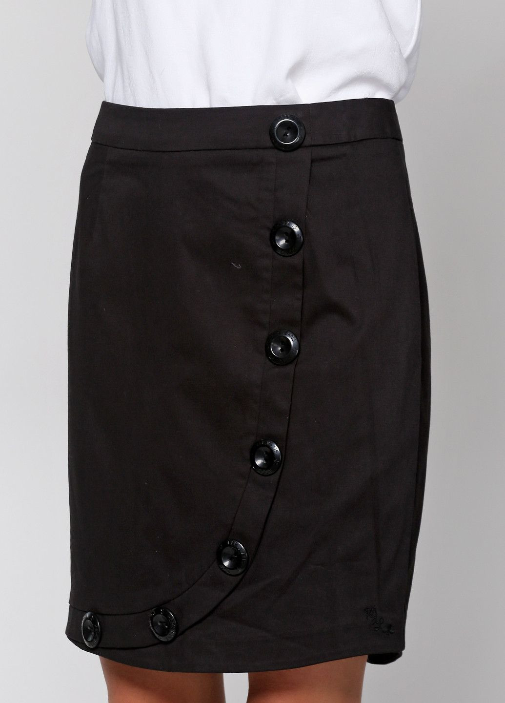 Черная повседневная однотонная юбка черный Pepe Jeans