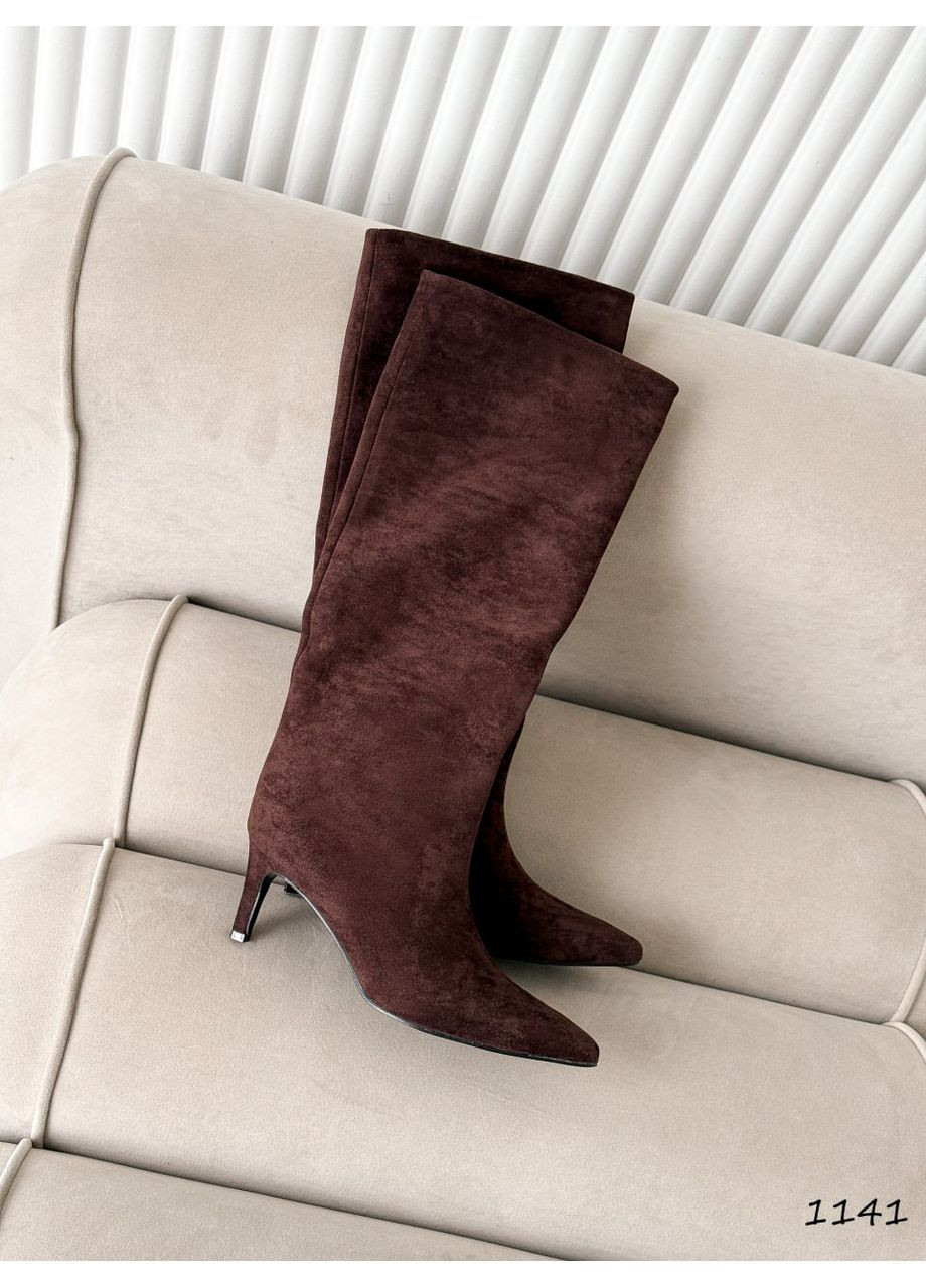 Осенние шоколадные сапоги No Brand