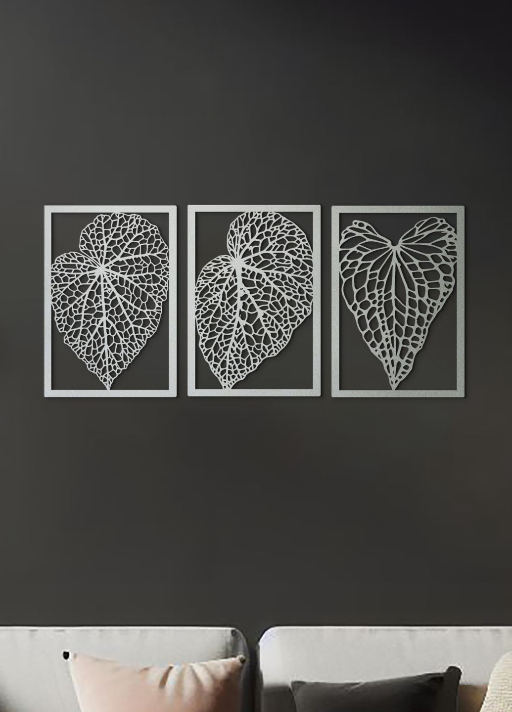 Декор в кімнату, інтер'єрна картина на стіну "Листочки модульні", стиль мініімалізм 60х135 см Woodyard (292112647)