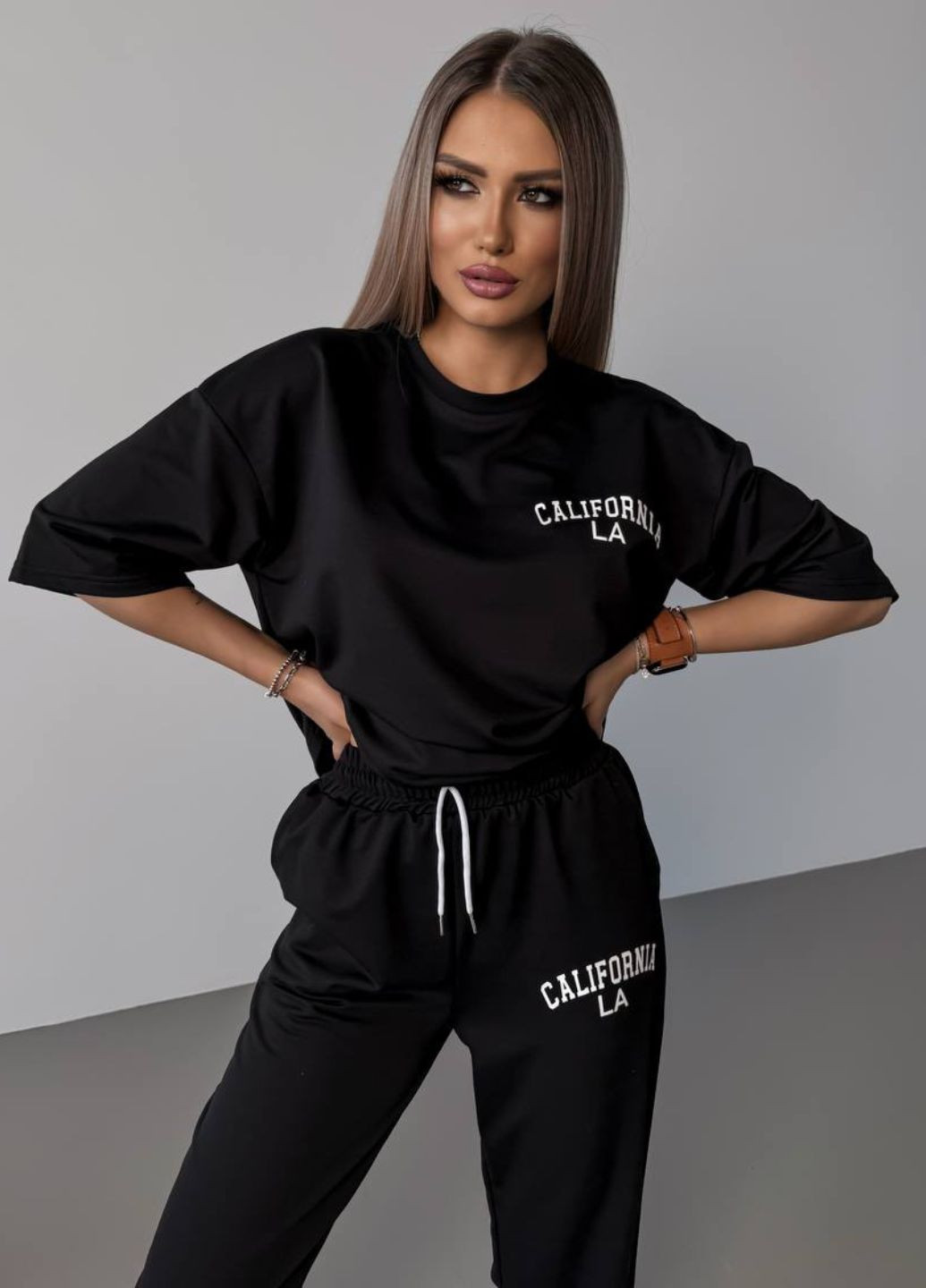 Базовий повсякденний оверсайз костюм двійка з накатом: футболка + джогери Tik-Tak (325401594)