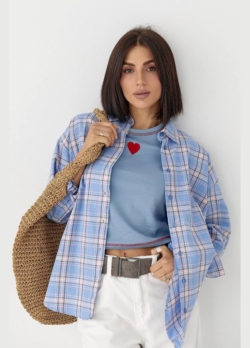 Голубой кэжуал рубашка в клетку Lurex