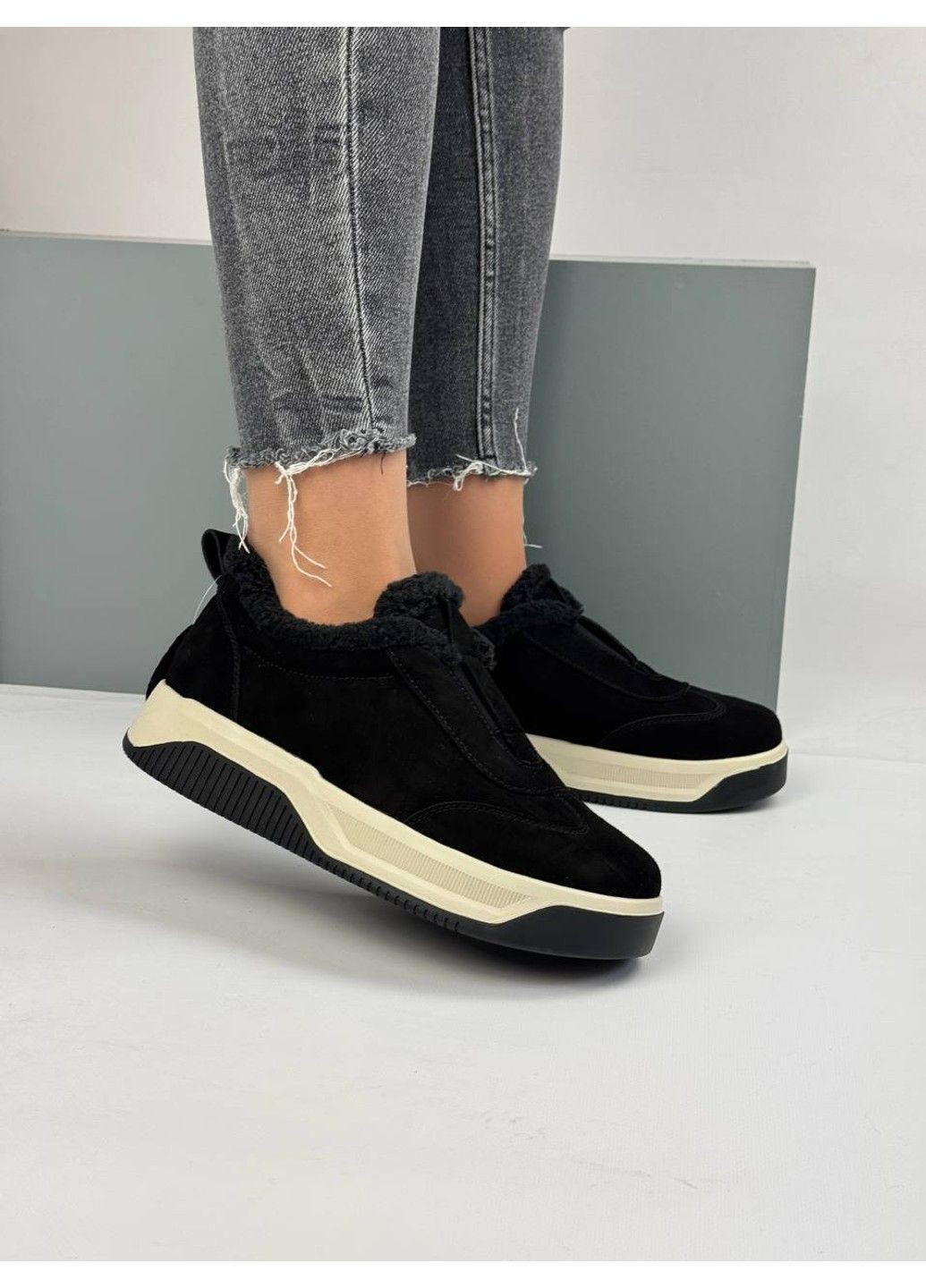 494 Кросовки Зимние Замшевые Черные утепленные Yimeili чёрные зима (367960229)