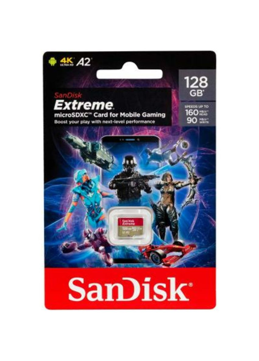 Карта пам'яті microSDXC (UHS-1 U3) A2 128Gb class 10 V30 (R190MB/s,W90MB/s) (SDSQXAA-128G-GN6GN) SanDisk Extreme For Mobile Gaming (342746524)