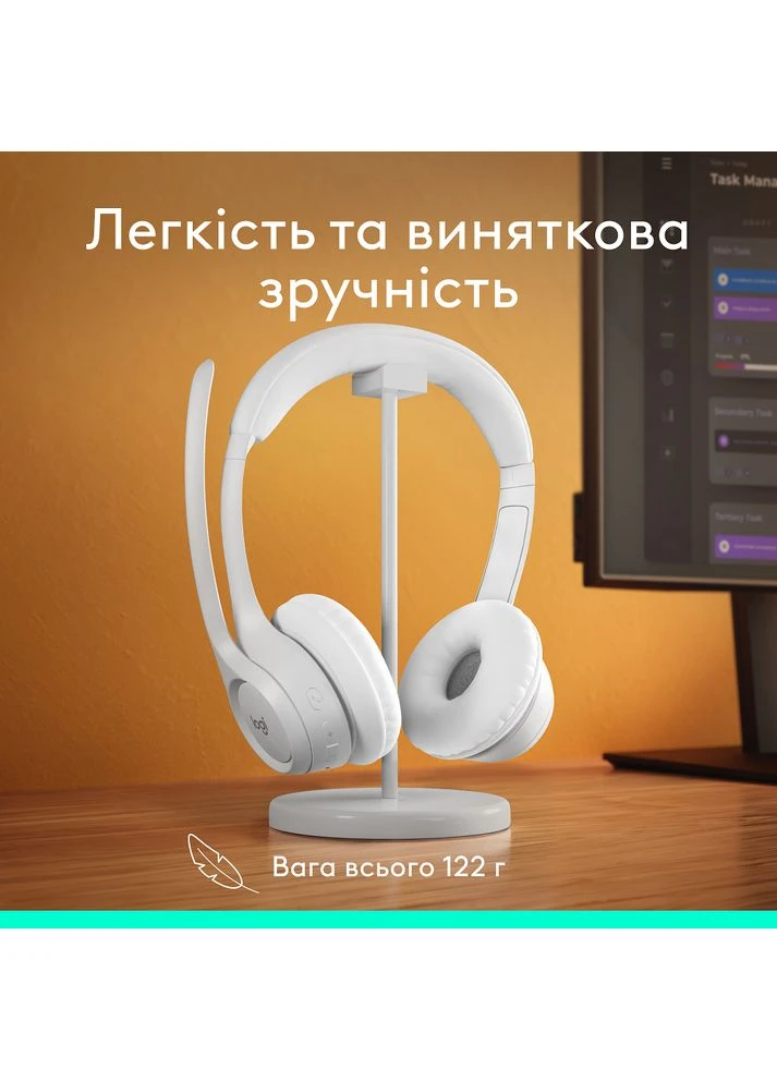 Гарнитура Беспроводная Пластиковая Полноразмерная Белая Logitech (386714341)